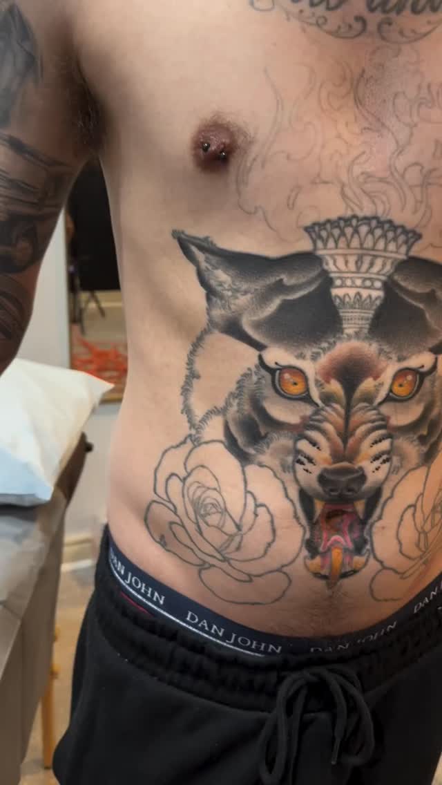 We absolutely love a tattoo story, especially one that spans the time and talent of an artist. What an incredible outcome as well! That is a 🔥neo-traditional!!
