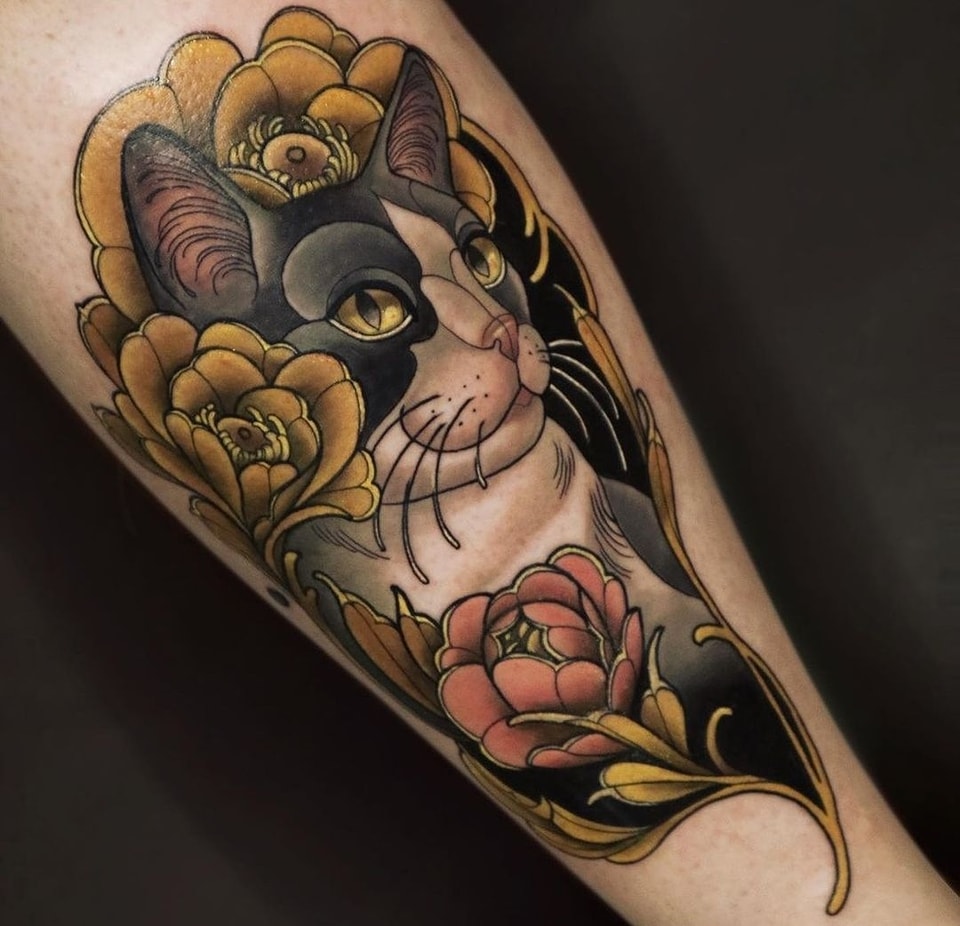 I LOVE 😍😍😍!! How much do you love this pet portrait style from Nelli Colbert @nellinouveautattoo from Rebel with a Cause @rebelwithacausetattoo._ . #Repost @