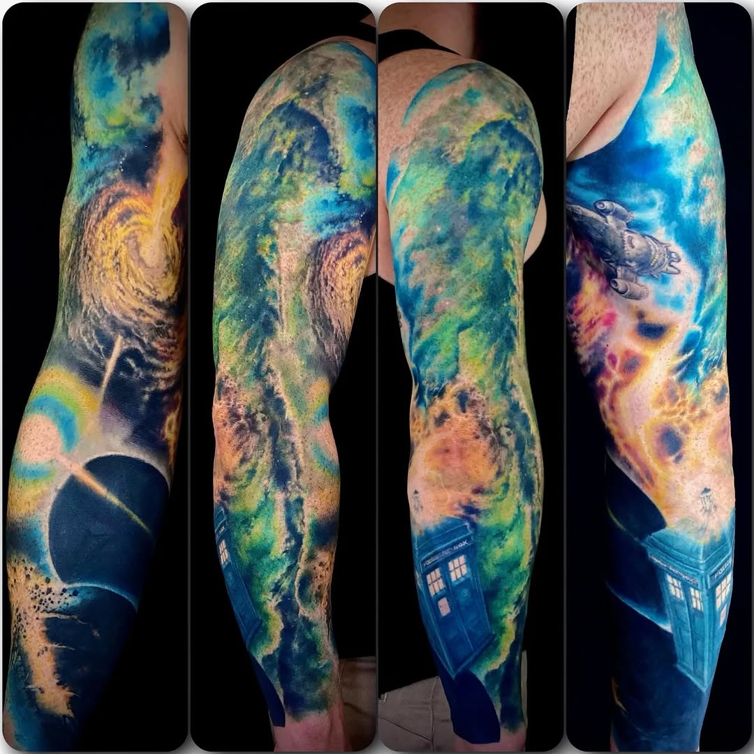 Check out this incredible sleeve from Marcus Lund @marcus_lund from Fox and Spyder in Tampa, Florida. How cool is this style!? #tattoo #tattoodesign #tattooart